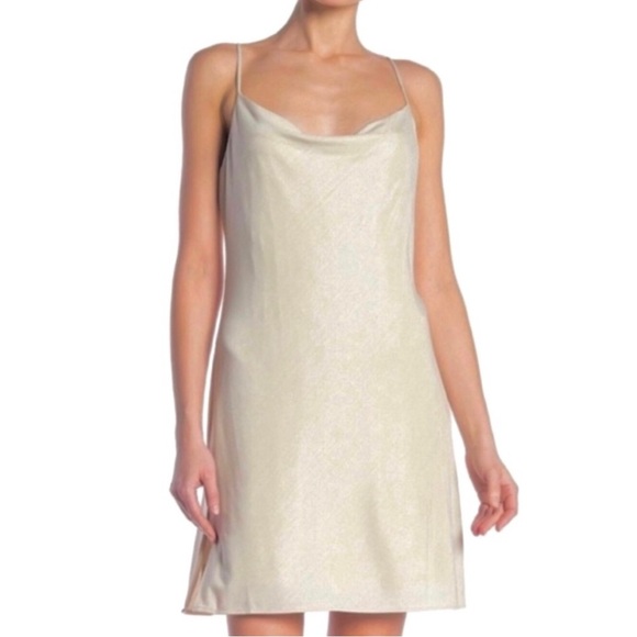 CYNTHIA STEFFE METALLIC SLIP MINI DRESS - Picture 1 of 6